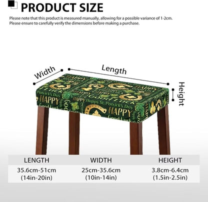 Green Leaf Bar Stool Covers Rectangle St Patricks Day Vanity Chair Cover Holiday Removable Washable Irish Party Protector Covers for Bar Stool Seats 2 Pack Gold Coins