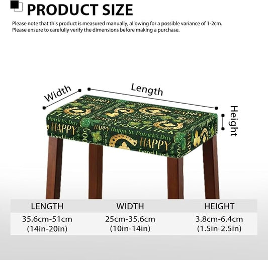 Green Leaf Bar Stool Covers Rectangle St Patricks Day Vanity Chair Cover Holiday Removable Washable Irish Party Protector Covers for Bar Stool Seats 2 Pack Gold Coins
