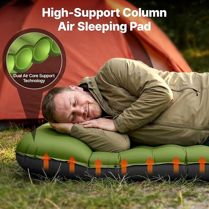 OGERY Sleeping Pad, Ultralight Inflatable Sleeping Pad for Camping with Pillow Built-in Foot Pump, 6" Extra-Thick Reinforced Camping Mattress for Hiking, Backpacking, Tent
