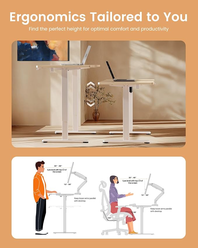 ErGear Height Adjustable Electric Standing Desk, 71 x 30 Inches Sit Stand up Desk, Memory Computer Home Office Desk, Natural
