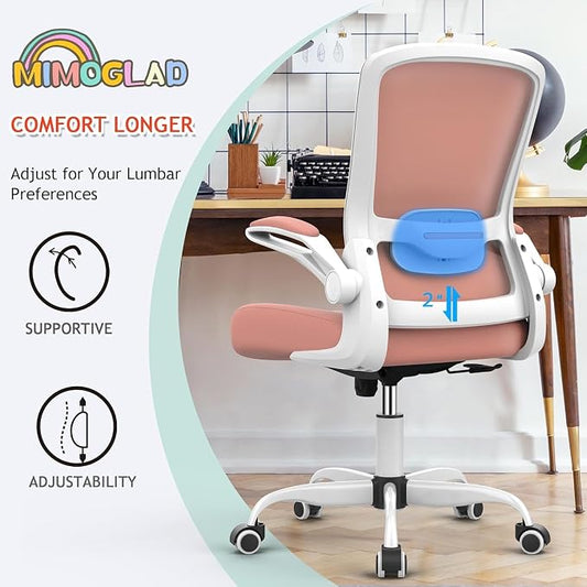 Mimoglad Home Office Chair, High Back Desk Chair, Ergonomic Mesh Computer Chair with Adjustable Lumbar Support and Thickened Seat Cushion