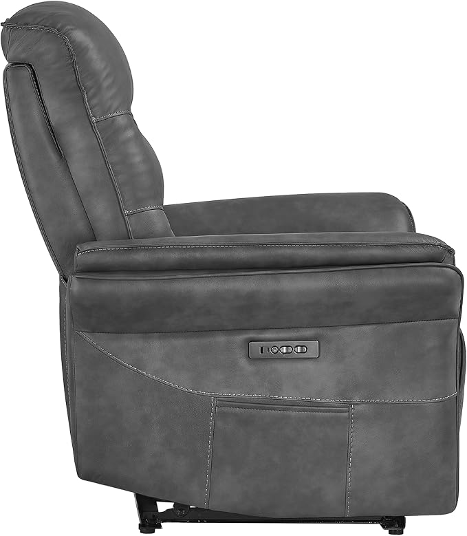 KISLOT Power Recliner Chair with Adjustable Headrest and Footrest, Dual Motor Leather Reclining Chair with USB/Type-C Charging, Zero Gravity Modern Electric Recliner for Adults Living Room Bedroom