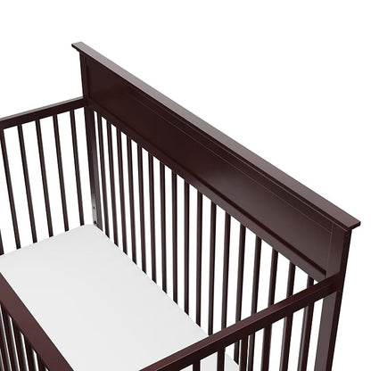 Storkcraft Carmel 5-in-1 Convertible Crib - GREENGUARD Gold Certified, Converts to Toddler Bed & Full-Size Bed, Fits Standard Full-Size Crib Mattress, 4 Adjustable Mattress Heights (Espresso)