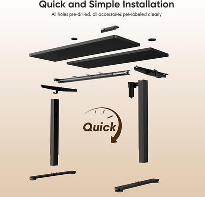Monomi Electric Standing Desk 55x24 Inches, Height Adjustable Sit Stand Up Computer Desk for Home Office, Ergonomic Workstation with 178LBS Load Capacity & Quiet Motor, Two-Piece Desktop, Black