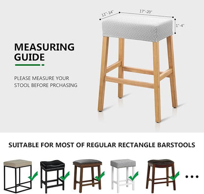 YISUN Stool Covers Rectangle - 4 Pack Stretch Waterproof Saddle Seat Cover Counter Bar Stools Bar Chairs Covers Kitchen Island Chairs Cushion Protector