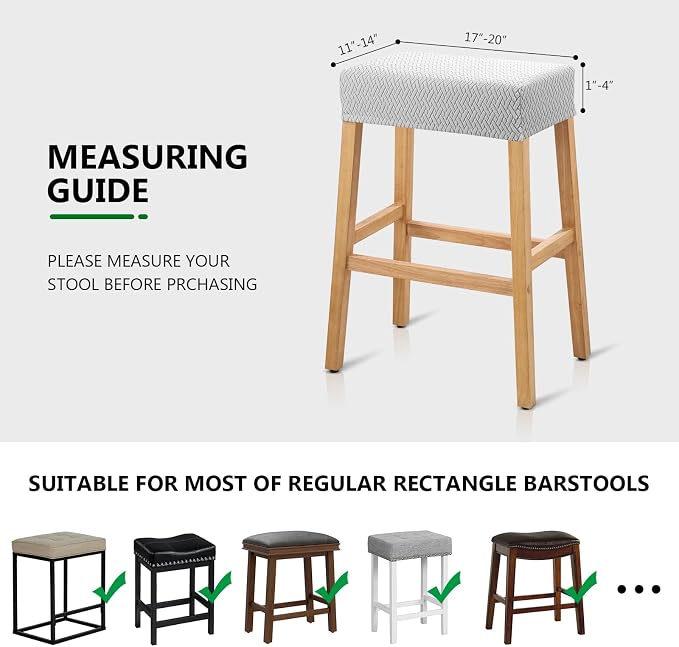 YISUN Stool Covers Rectangle - 2 Pack Stretch Waterproof Saddle Seat Cover Counter Bar Stools Bar Chairs Covers Kitchen Island Chairs Cushion Protector