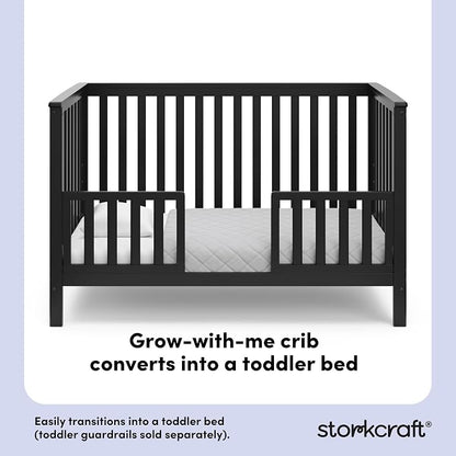 Storkcraft Hillcrest 4-in-1 Convertible Crib (Black) - Converts to Daybed, Toddler Bed, and Full-Size Bed, Fits Standard Full-Size Crib Mattress, Adjustable Mattress Support Base