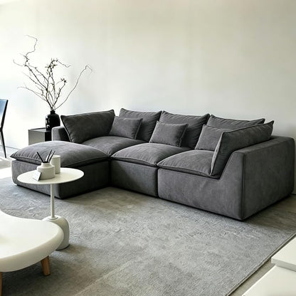 Boneless Couch Sectional Sofas Cloud Couches for Living Room | 102.3'' Modern Modular Cloud Sofa with Pillows and Ottoman for Bedroom