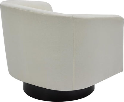 360° Swivel Barrel Accent Chair Armchair, Modern Round Club Arm Chair Upholstered Living Room Single Sofa Seating Bedroom Side Reading Seat in Fabric for Home Office (Beige)