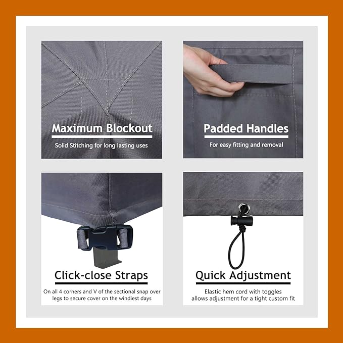 Heavy Duty Outdoor Sectional Sofa Cover, Waterproof 600D Patio Sectional Couch Cover, Lawn Patio Furniture Protector(Storm Grey, V-Shaped-90 x 90")