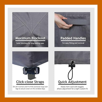 Heavy Duty Outdoor Sectional Sofa Cover, Waterproof 600D Patio Sectional Couch Cover, Lawn Patio Furniture Protector(Storm Grey, V-Shaped-90 x 90")