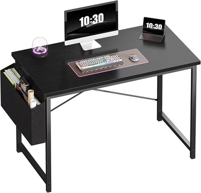 OLIXIS Computer Desk, 44 Inch Home Office Desks for Small Spaces, Writing Craft Study Gaming Table for Bedroom, Modern Computer Workstation with Storage Bag, Black