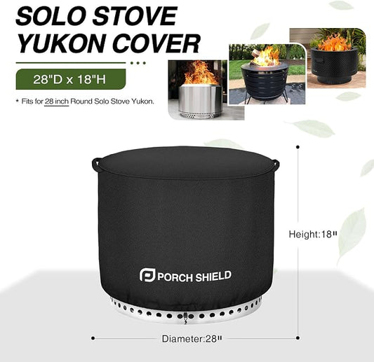 Porch Shield Fade Resistant Solo Stove Yukon Cover - Waterproof Patio Fire Pit Cover Round 28 inch Fits for Small Firepit Solo Stove Yukon