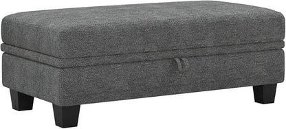 Belffin 45.9" Storage Ottoman Bench Oversized Ottoman for Footrest Upholstered Entryway Bench with Seating for Bedroom, Living Room. Light Grey