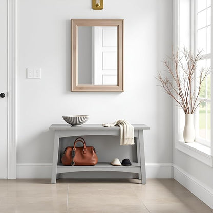 Craftsbury 36-Inch Wood Entryway Bench with Storage Shelf – Dove Gray Accent Bench for Entryway, Hallway, or Living Room – Small Space Seating with Farmhouse Charm by Alaterre Furniture