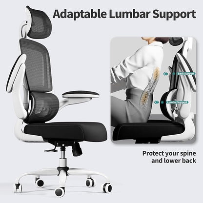 TRALT Office Chair Ergonomic Desk Chair, 330 LBS Home Mesh Office Desk Chairs with Wheels, Comfortable Gaming Chairs (1, Black & White)