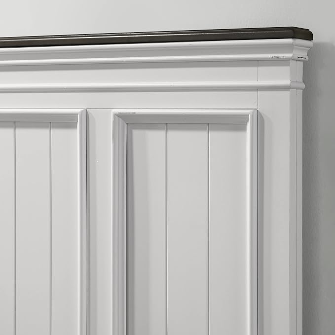 Roundhill Furniture Clelane 3-Piece Wood Bedroom Set, Bed and 2 Nightstands, Weathered White, King