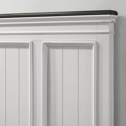 Roundhill Furniture Clelane 3-Piece Wood Bedroom Set, Bed and 2 Nightstands, Weathered White, King
