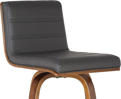 Armen Living Vienna 26" Counter Height Swivel Grey Faux Leather and Walnut Wood Bar Stool