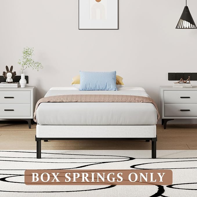 SHOANED Twin XL Metal Box Springs - 5 Inch Low Profile Heavy Duty Black Basics Bed Base Non Slip Box Spring Mattress Foundation, Easy Assembly, No Noise