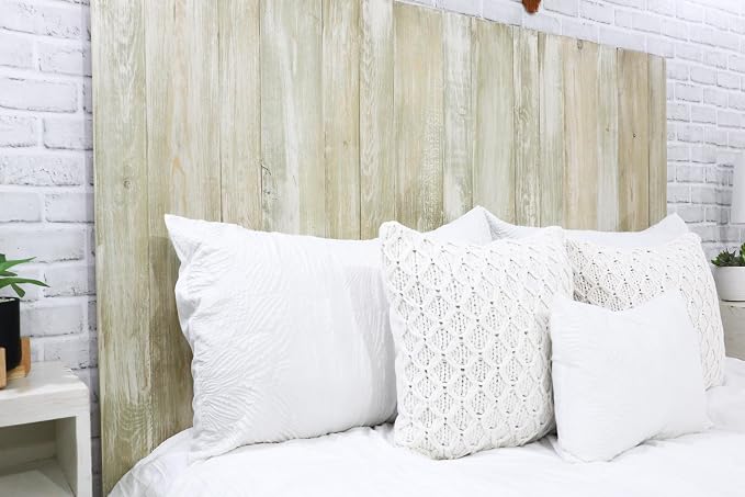 Barn Walls Sagewash Headboard, Farmhouse Design, Wood Headboard Wash Finish, Floating Panels, Adjustable Height, Easy Assembly, California King Size