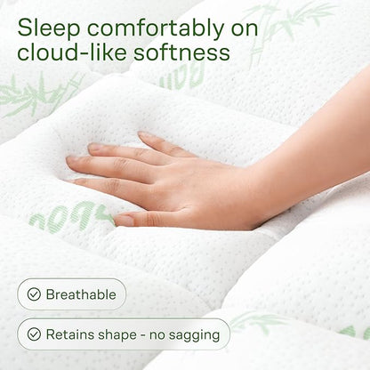 Niagara Sleep Solution Ultra Soft Queen RV Size Mattress Topper - Rayon Derived from Bamboo Pillow Top Mattress Pad for Back Pain Relief - Naturally Cooling for Hot Sleepers, Green