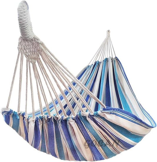 GOCAN Double Hammock 2 Person Extra Large 330X150cm Load Capacity 600Pound Canvas Cotton Hammock for Patio Porch Garden Backyard Lounging Outdoor and Indoor XXL