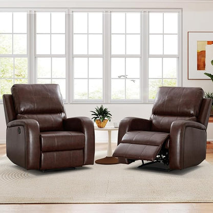 HAOMARKETS Electric Recliner Chair Set of 2, Soft PU Leather Power Recliners with Padded Backrest, Single Overstuffed Heavy Duty Reclining Sofa for Living Room Bedroom, Brown