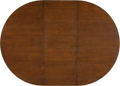 LUMISOL Extendable Round Dining Table for 4-6 People, Farmhouse Kitchen Table with 16inch Removable Leaf for Kitchen, Dining Room, Living Room, Brown