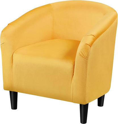 Topeakmart Accent Chair, Club Arm Chair with Velvet Upholstery and Sturdy Legs for Bedroom/Living Room/Home Bar, Yellow