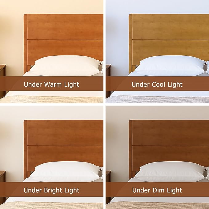 Merax Queen Size Bamboo Platform Bed, Mid-Century Modern Bed Frame with Tall Headboard, Solid Sustainable Bedframe Queen-Size, Wood Slat Support, No Box Spring Needed, Easy Assembly, Natural