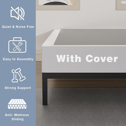 Tyndall 7 Inch Queen Box Spring, Heavy Duty Metal Box Spring for Queen Size Bed Mattress Foundation with Fabric Cover, Noise-Free, Non Slip, Easy Assembly