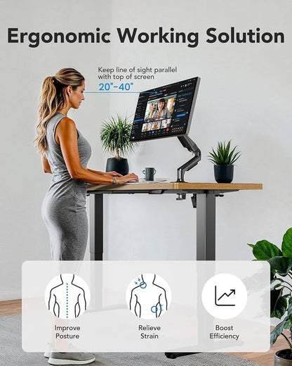 HUANUO 71x35 Inch 3-Stage Legs Electric Standing Desk,Large Height Adjustable Office Desk with Brushless Motor,Stand Up Desk with 4 Memory Presets & 2 Hooks,Computer Desk for Home Office,Vintage Brown