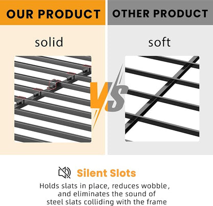VIPSHOW 2 Inch California King Metal Box Spring with Round Corners - 3000 lbs Capacity, Low Profile Bed Slat Replacement Bunkie Board with Steel Slats, Noise-Free, Easy Assemble, Black