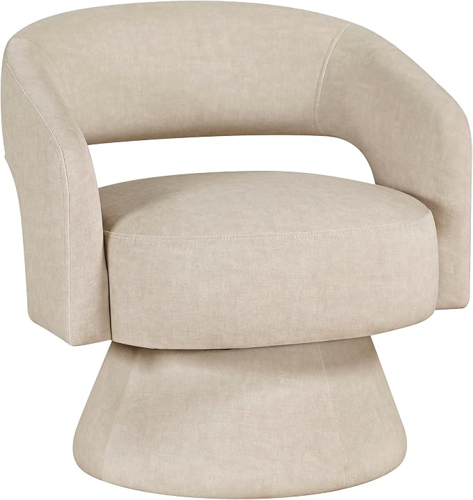 Lexicon 360 Degree Swivel Accent Chair, Modern Comfy Velvet Round Barrel Chair, Open Back, Plush Foam Cushions, Metal Swivel Base for Living Room/Bedroom/Office/Small Spaces, Taupe