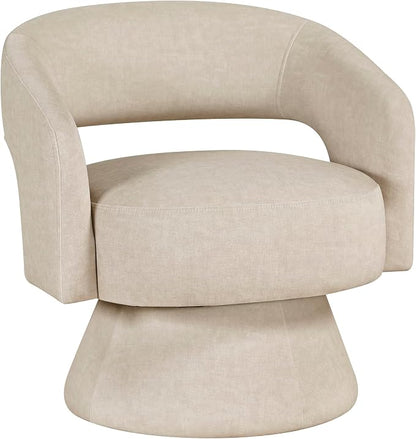Lexicon 360 Degree Swivel Accent Chair, Modern Comfy Velvet Round Barrel Chair, Open Back, Plush Foam Cushions, Metal Swivel Base for Living Room/Bedroom/Office/Small Spaces, Taupe