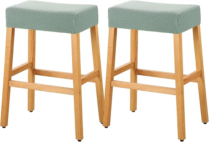 YISUN Stool Covers Rectangle - 2 Pack Stretch Waterproof Saddle Seat Cover Counter Bar Stools Bar Chairs Covers Kitchen Island Chairs Cushion Protector