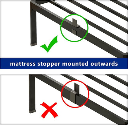 yookare Twin XL Platform Bed Frame,14" Heavy Duty Metal Mattress Foundation, Rounded Safety Corners & Recessed Legs,Mattress Retainers,Easy Assembly,Noise Free Steel Slat Support,No Box Spring Needed
