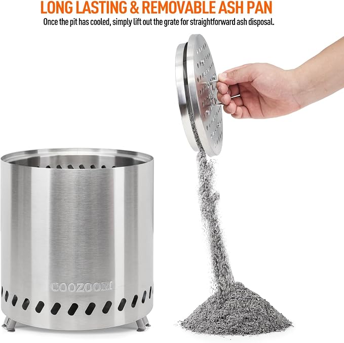 Portable Table Top Fire Pit with Stand, 8.6" Stainless Steel Mini Outdoor Low Smoke Burning Tabletop Firepit Fueled by Pellets or Wood, for Outside Camping
