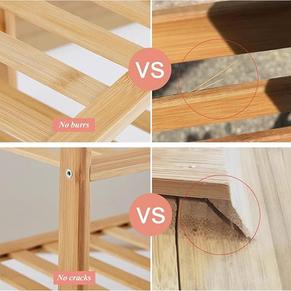 Shoe Rack Multi Tier Storage Organizer Wide Metal Shoe Shelf for Closet Entryway, Bamboo Stackable Multi-Layer Shelf Doorway Simple Folding Shoe Rack