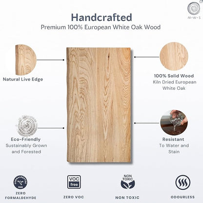 White Oak Solid Wood Table Top - Live Edge Wood Slab for Desktop, Countertop, Laundry, DIY Tabletop, Desk Top - 27" D x 60" W, Fully Finished and Scratch Resistant