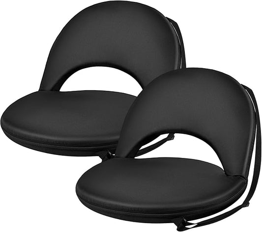 Floor Chair - Reclining Stadium Seats with Back Support, 6 Position Adjustable - Portable Beach Chair, Recreation Recliner for Outdoor Camping Picnic [2 Pcs]