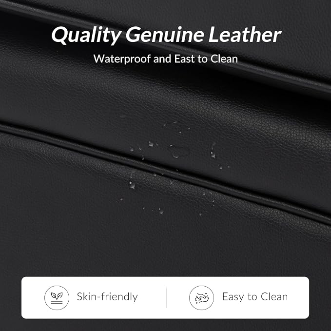 60" Wide Genuine Leather Chesterfield Loveseat, 2 Seat Leather Sofa with Rolled Arms, Nailhead Trim for Living Room Furniture, Easy Assembly – Black