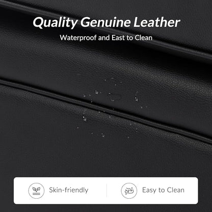 60" Wide Genuine Leather Chesterfield Loveseat, 2 Seat Leather Sofa with Rolled Arms, Nailhead Trim for Living Room Furniture, Easy Assembly – Black