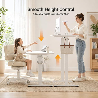 Claiks Electric Standing Desk, 40 x 24 Inch Height Adjustable Sit Stand Desk for Home Office, Computer Desk with Memory Presets, Cable Management & Headphone Hooks, 156 lbs Capacity, White