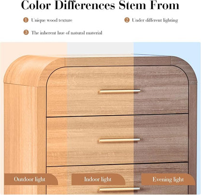 Night Stand Set of 2 [Unique Curved Profile] [FSC-Certified Wooden Board] 3-Drawer Nightstand 26.7" H Metal Handle Modern Sturdy Bedside Table Side Table End Table