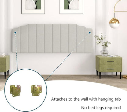 Befurtori King Size Headboard Only, Linen Wall Mounted Headboard King for Adjustable Bed Modern Upholstered Head Board Easy Assembly, Linen Gray