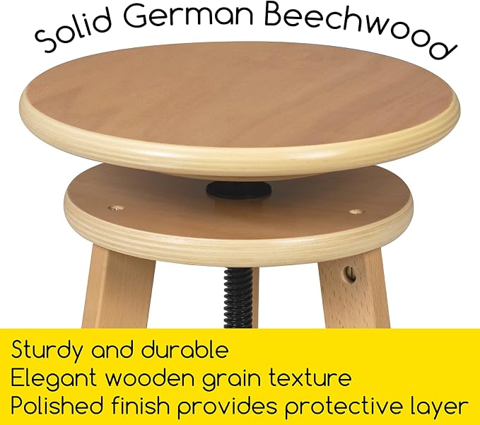 MEEDEN Wooden Drafting Stool with Adjustable Height, Artist Stool,Office Studio Stool, Up to 220 Lbs,German Beech Wood, Perfect for Artists Studio,Home Use,Kitchen,Bars