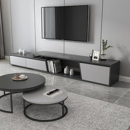 homary Extendable TV Stand with 3 Drawers Minimalist Rectangle Entertainment Center TV Console Up to 110" (70.9”W-110.2”W) (Gray)