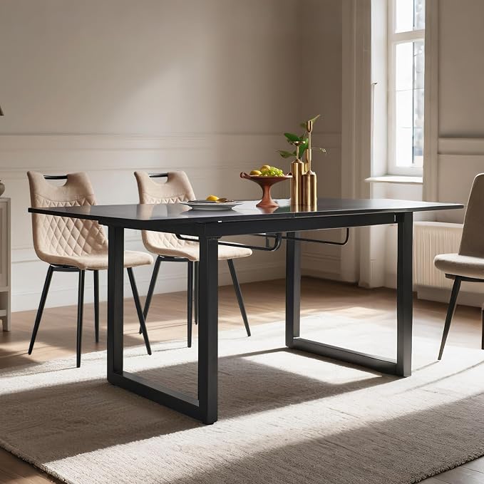 Extendable Dining Table for 4-8 People,70.86''Modern Space-Saving Kitchen Table with Metal Legs,Rectangle Folding Conference Meeting Table for Living Meeting Room Kitchen,Black